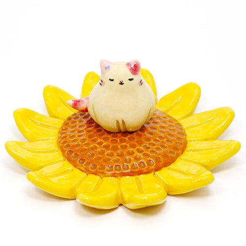 Ceramic Sunflower Cat Trinket Dish #3167