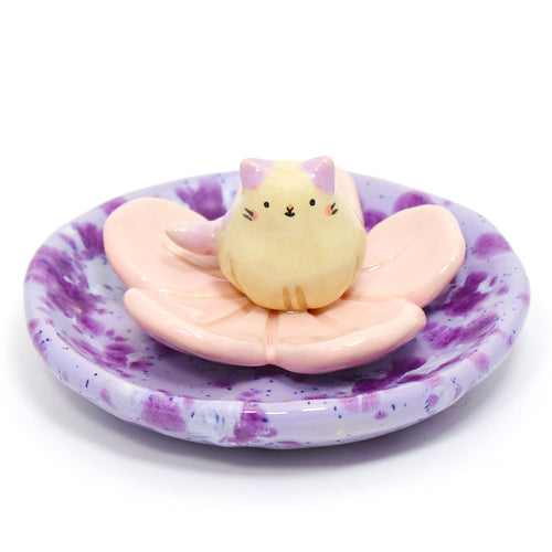 Ceramic Blossom Cat Trinket Dish #3169