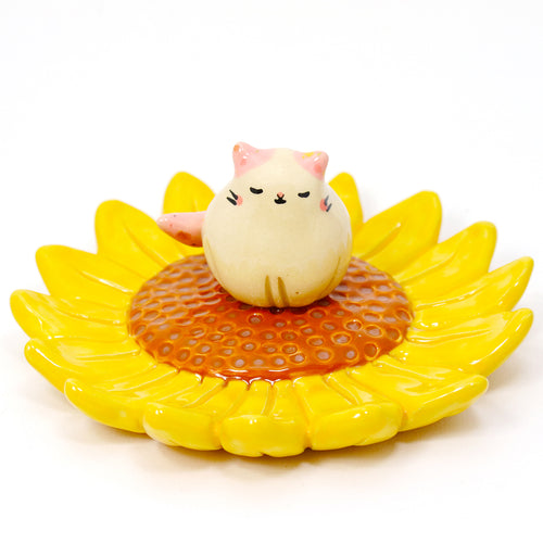Ceramic Sunflower Cat Trinket Dish #2954