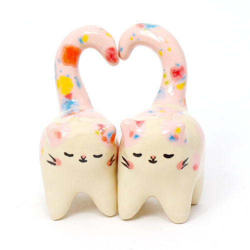 Ceramic Love Cats Set of 2 Mini Figurines #2964