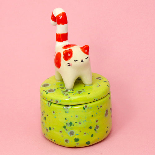 Ceramic Candy Cat Container with Lid #2941