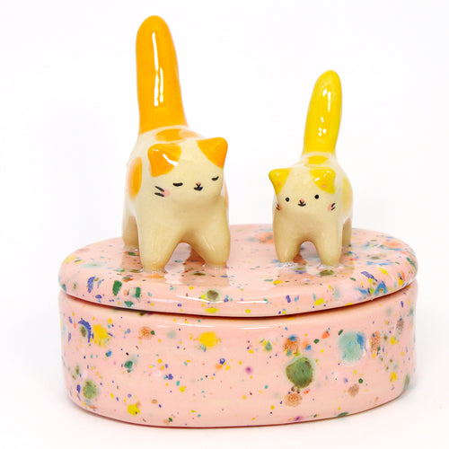 Ceramic Cats Container with Lid #3191