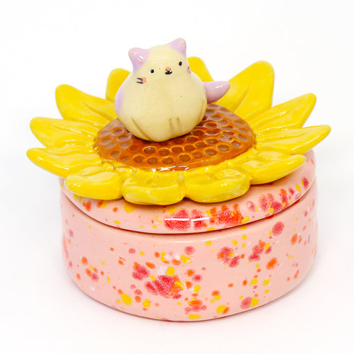 Ceramic Sunflower Container with Lid #3194
