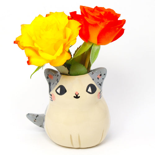 Ceramic Kitty Vase #3014