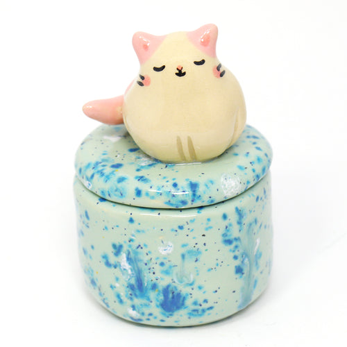 Ceramic Cat Container with Lid #2812