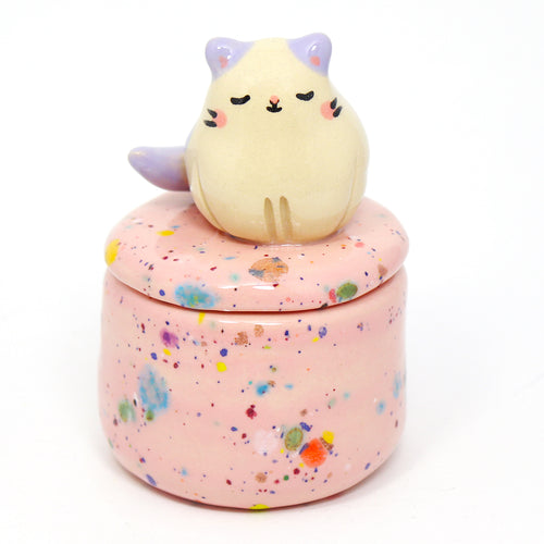Ceramic Cat Container with Lid #2813