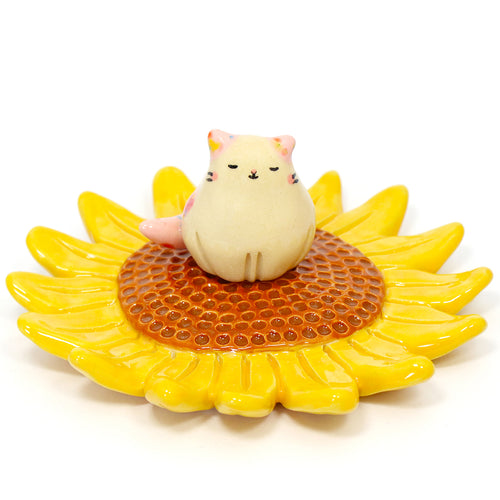Ceramic Sunflower Cat Trinket Dish #3203