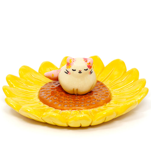Ceramic Sunflower Cat Trinket Dish #2816
