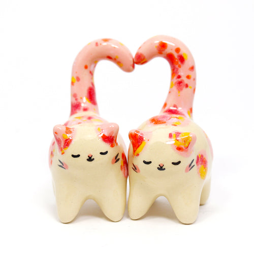 Ceramic Love Cats Set of 2 Mini Figurines #2822