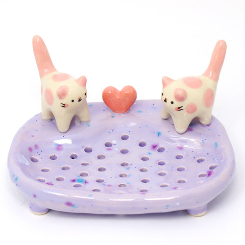 Ceramic Love Cats Soap Dish #3016