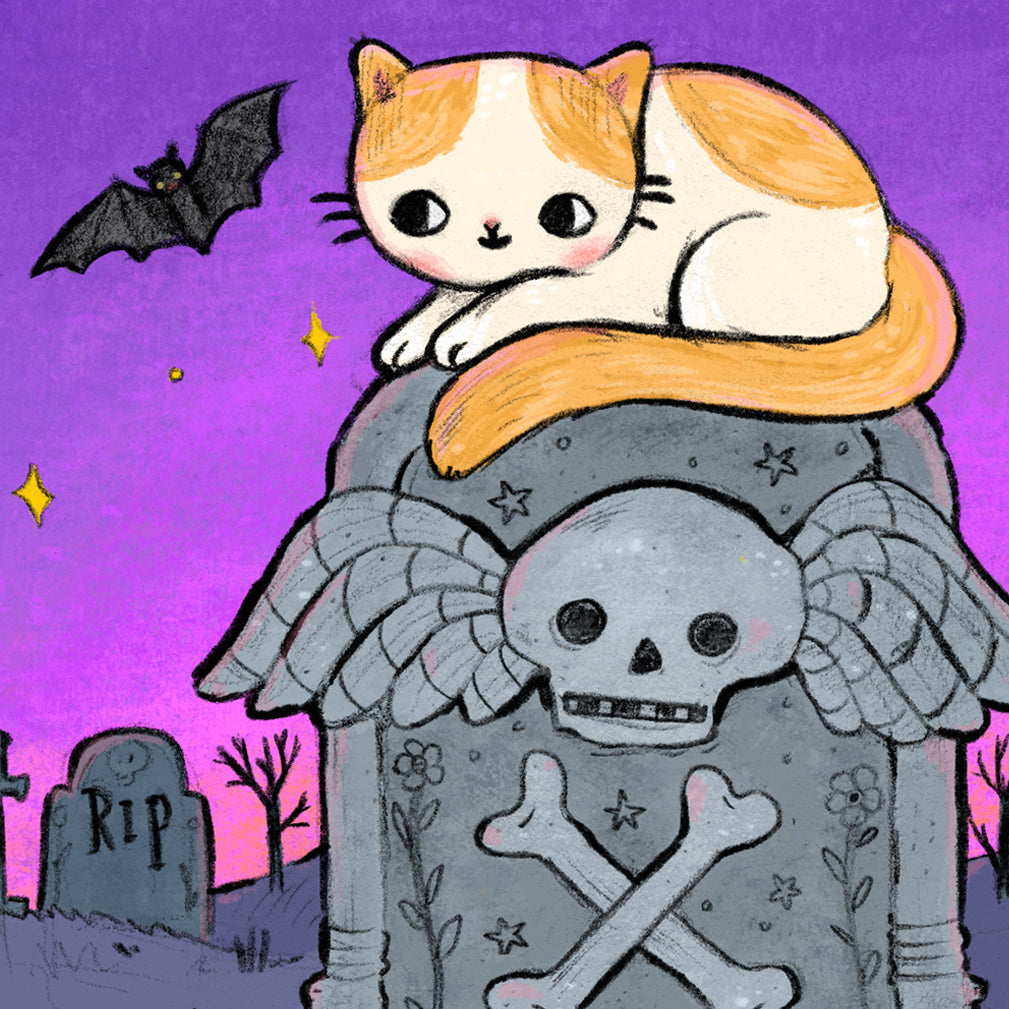 Graveyard Cat Postcard