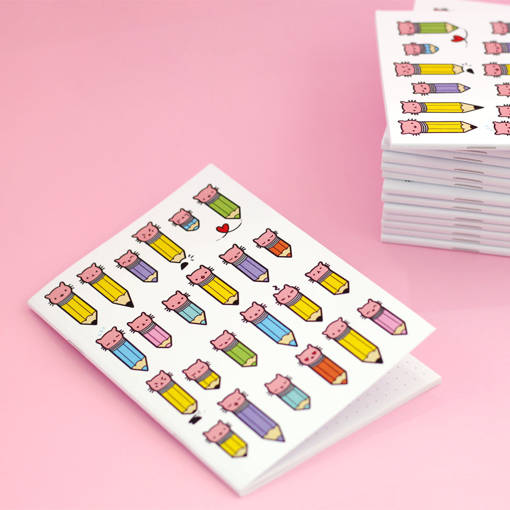 Pencil Kitty Dotted Notebook - SALE