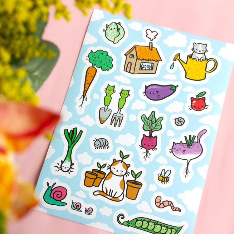 Garden Kitty Sticker Set