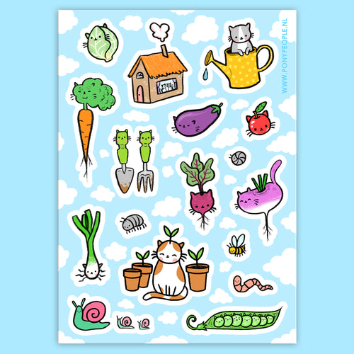 Garden Kitty Sticker Set