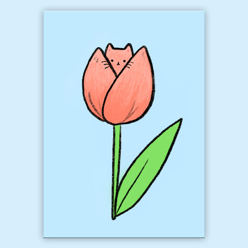 Tulip Kitty Postcard