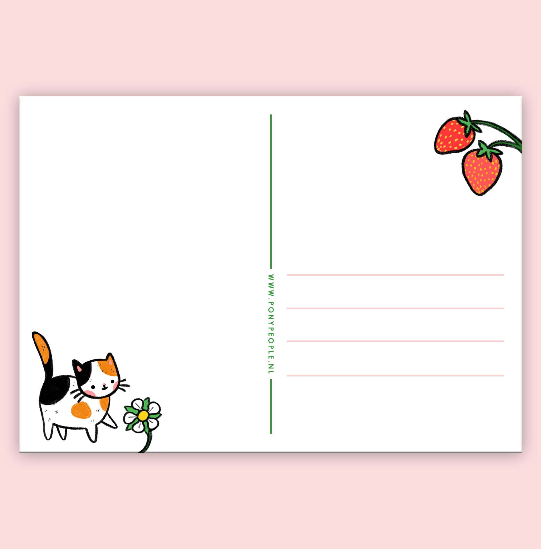 Strawberry Kitty Postcard