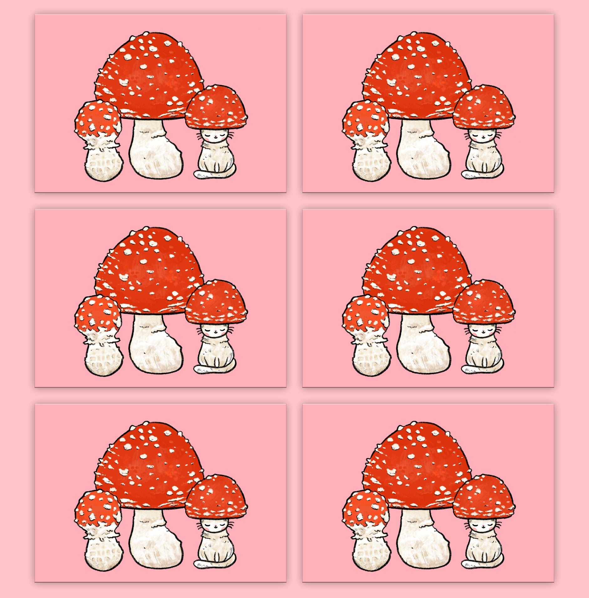 Mushroom Kitty Postcard